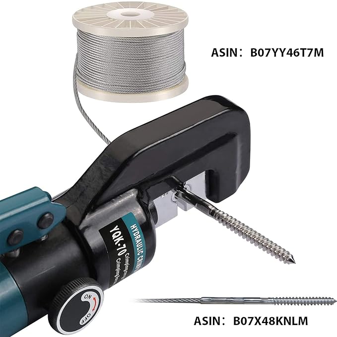 Steel DN Mate Hydraulic Crimping Tool/Hydraulic Crimper with Cable Cuttter for Stainless Steel Cable Railing Hardware,Battery Cable Crimping Tool for 1/8", 5/32" to 3/16" DC02