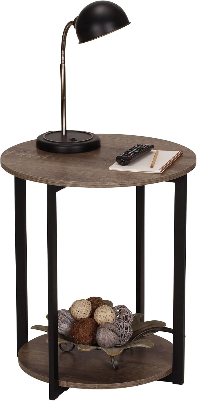 Household Essentials Wooden Side End Table with Storage Shelf | Ashwood