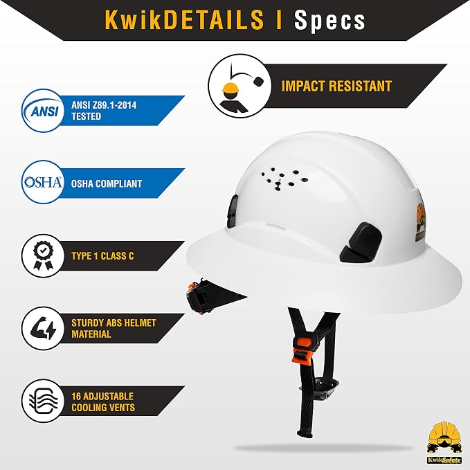 KwikSafety FIRST LADY Safety Vest for Women [Orange, Large] + TORTOISE Full Brim Hard Hat Bundle