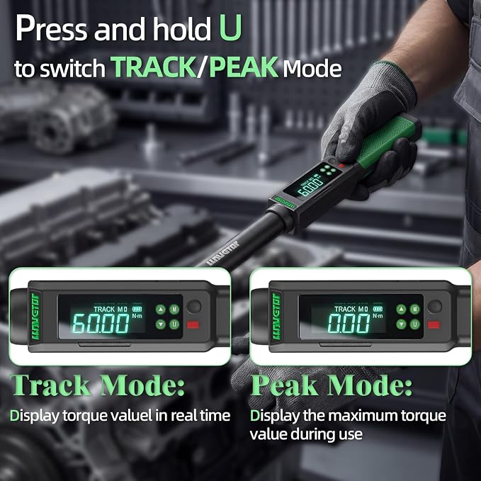 2026 Upgraded Digital Torque Wrench 1/2" Drive, ±1％ Torque Wrench with Buzzer & LED Indicator for Automotive Motorcycle & Bicycle (1/2-Inch, SET#7.38-147.5 Ft-lbs)