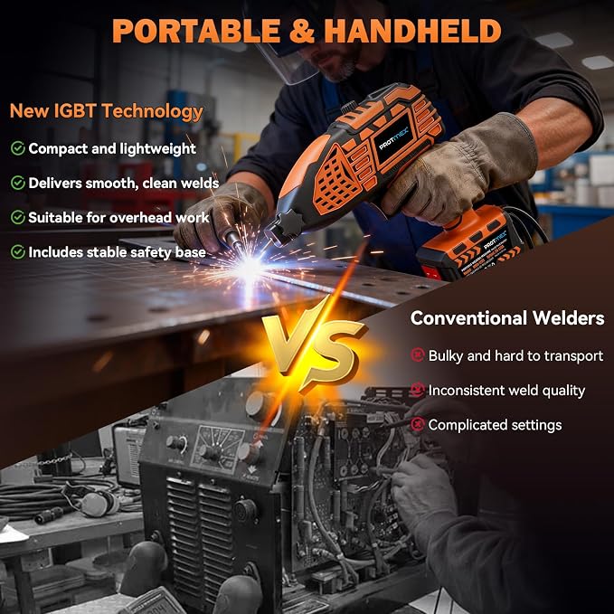 Portable Handheld Machine- 110V Display Portable Welder Handheld IGBT Inverter with 5 Adjustable Currents, 20PCS Rods, ARC Welder Gun Fits 3/32"-1/8" Welding Rods for Home Projects, DIY, Repair