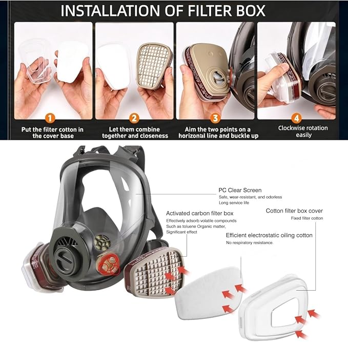 Gas Mask for Chemical, Full Face Respirator for Spray Paint