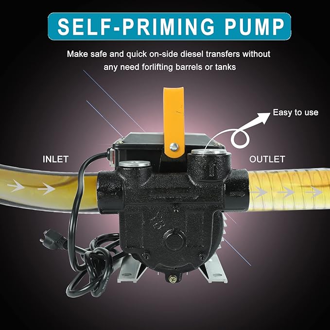 110V AC 550W Self Priming Electric Transfer Pump, 60L/min Oil Transfer Pump Fuel Diesel Kerosene Biodiesel Pumps For Vehicles, Construction Sites, Farms