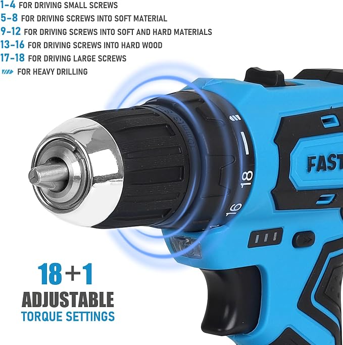 FASTPRO 232-Piece Home Tool Set with Drill, 20V Cordless Drill Driver, Household Repairing Tool Kit with Drill, 12-Inch Wide Mouth Storage Tool Bag Included, Blue