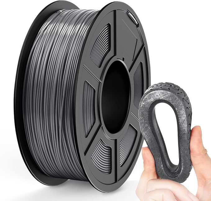 TECBEARS TPU Filament 1.75mm, 95A 3D Printer Filament, Flexible TPU Filament for Fast Printing, Dimensional Accuracy +/- 0.03mm, Fit Most FDM 3D Printers, Gray 1KG