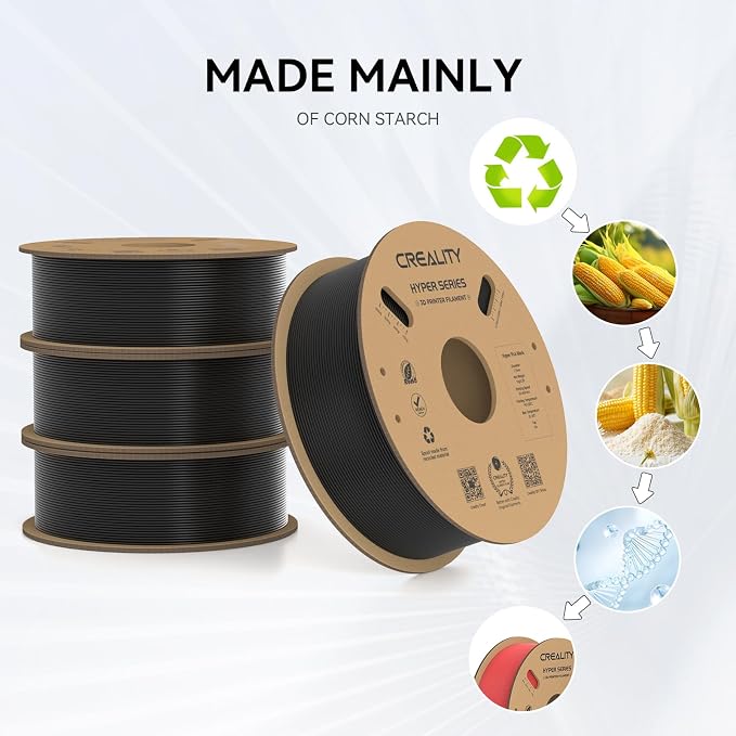 Creality Hyper PLA Filament 1.75mm, 30-600mm/s High Speed 3D Printer Filament, Dimensional Accuracy +/-0.02mm, Fit Most FDM 3D Printers, 4 Pack 1kg Spool(2.2lbs), Black