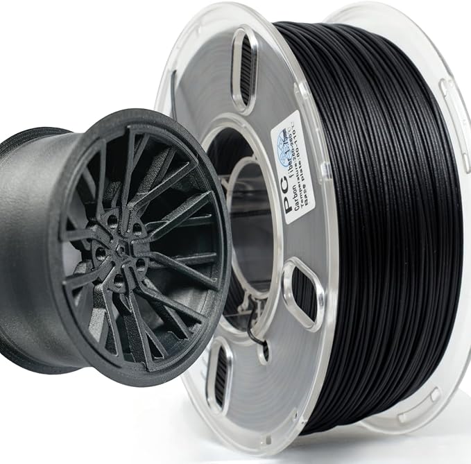 Carbon Fiber Filament, PRILINE Carbon Fiber Polycarbonate 3D Printer Filament 1.75mm, High Strength Carbon Fiber 3D Printing Filament 1kg Spool, Black
