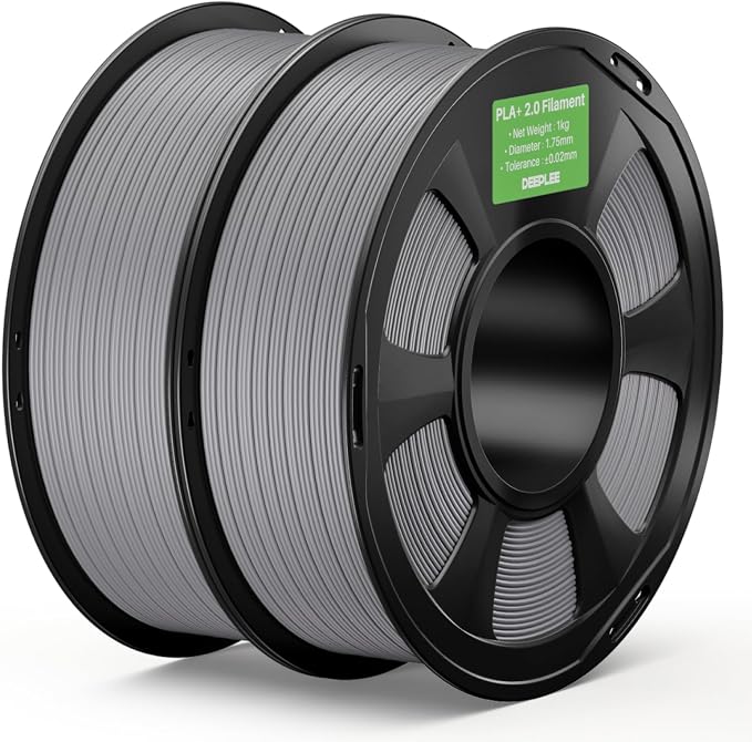 PLA+ 2.0 Filament 1.75mm, Stronger Toughness 3D Printer Filament, Grey 2KG, Upgrade PLA Plus 3D Printer Filament, High Speed PLA+ Filament for Most FDM 3D Drucker
