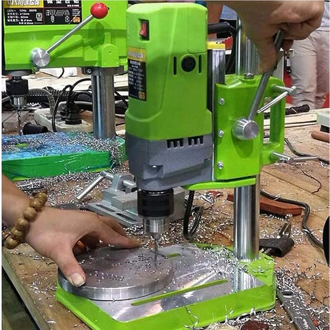 Bench Drill Stand 710W Mini Electric Bench Drilling Machine Drill Chuck 1-13mm, 6-Speed Mini Drill Press Machine with Cast Iron Base, 0-2800RPM, for DIY, Woodworking, Metal, Jewelry Making