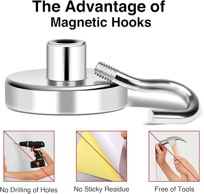 MIKEDE Magnetic Hooks 85lbs Strong Magnets Hooks Heavy Duty | Extra Strong Cruise Hook for Hanging Industrial Metal Refrigerator Hooks for Cruise Cabins Fridge Kitchen Grill-36 Pack