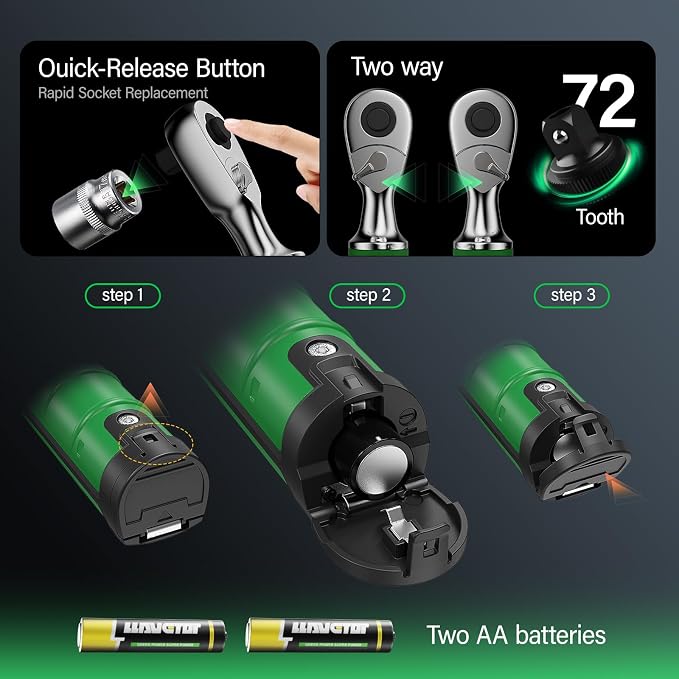 2026 Upgraded Digital Torque Wrench 1/2" Drive, ±1％ Torque Wrench with Buzzer & LED Indicator for Automotive Motorcycle & Bicycle (1/2-Inch, SET#7.38-147.5 Ft-lbs)