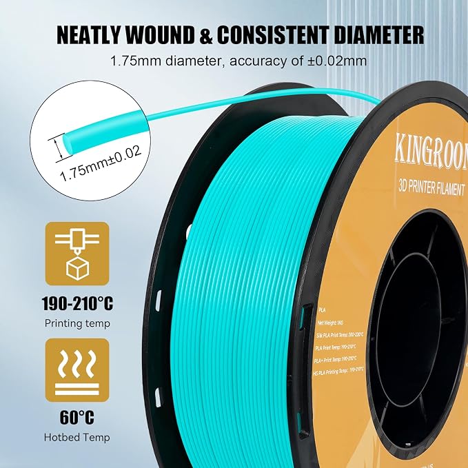 Kingroon PLA 3D Printer Filament, Dimensional Accuracy +/- 0.02 mm, 1 kg Spool(2.2lbs), 1.75 mm，Apple Green
