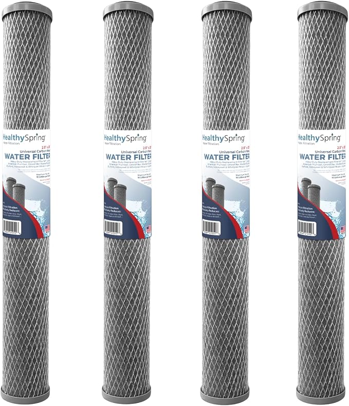 5 Micron 2.5" x 20" Whole House CTO Carbon Sediment Water Filter Cartridge Compatible with Pentek C1-20, NCP-20, Made in USA, Pack of 4