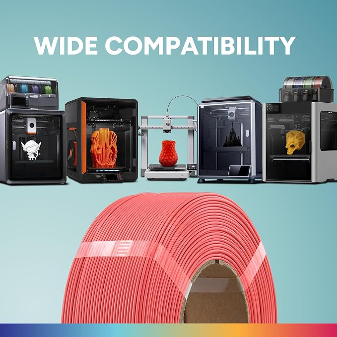 OVERTURE High Speed PLA Filament Refill 1.75mm, Rapid PLA Spoolless 3D Printing Filament, 1kg (2.2lb) Refilament for Bambu Lab, Accuracy +/- 0.02mm, Fit Most FDM Printers (Fresh Red)
