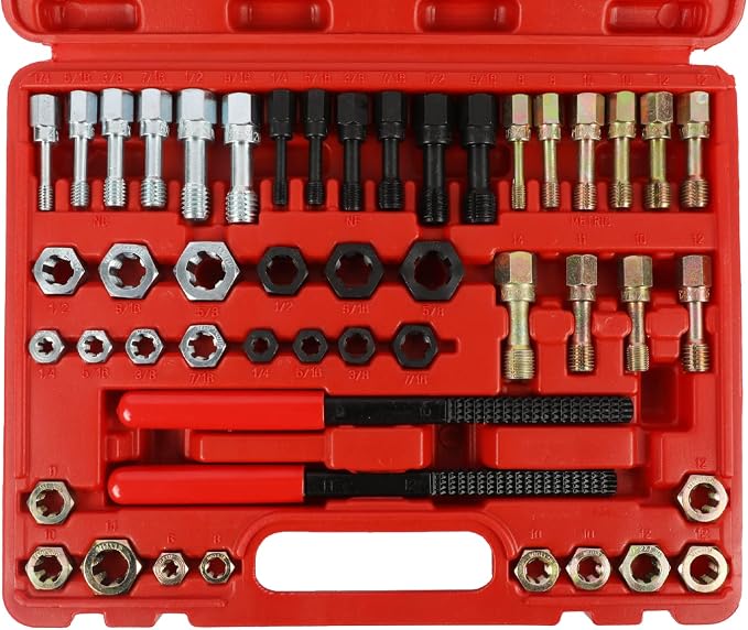 Thread Chaser Set 48PCS Thread Repair Tool Kit UNC/UNF/Metric Thread Chaser Rethreading Kit Anti-rust Thread Restorer Kit with 24 Dies, 22 Taps and 2 Thread Files with Detachable Cap, Tap And Die Set