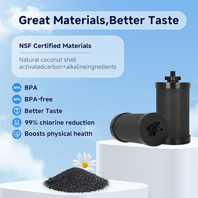 2387 Pro Filters Replacement NSF/ANSI 42 Certified for Alexapure 2387 Pro Filter Replacement, 5,000 Gallon Throughput Capacity Compatible with Alexapure Water Filtration System - Filter 4 Pack Black