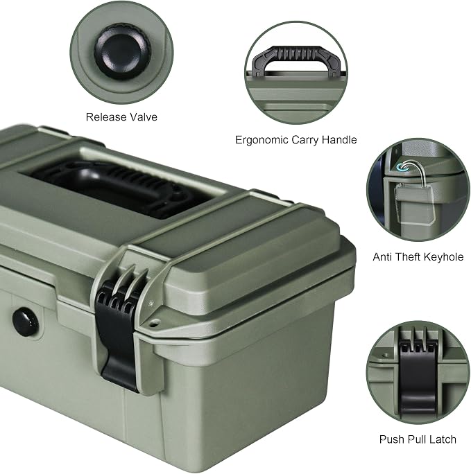 Shockproof Tool Hard Case with Customizable Foam,IP67 Waterproof & Dustproof,Portable Storage for Repair parts,Camera Accessories,Car tools,15.55x8.86x7.09 Inches(Green)