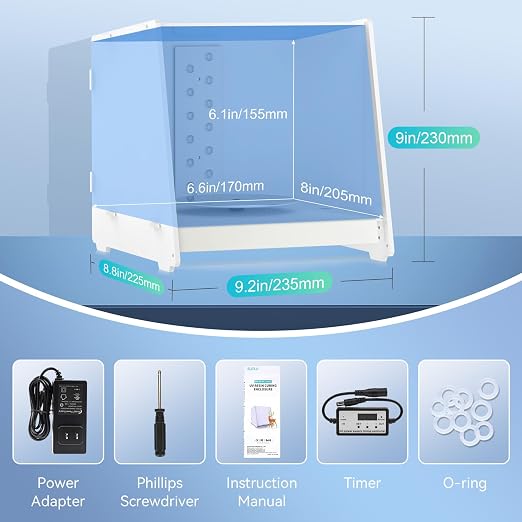 SUNLU Resin UV Curing Box Plus, 405nm UV LED Lights, UV Light Curing Machine with Timer, 360° Spinning Turntable and Acrylic Reflector, Big Size Rotary Resin Dryer