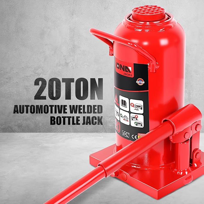 DNA Motoring 20 tons / 44092 lbs Lifting Automotive Welded Hydraulic Bottle Jack for Repair Vehicle, Pickup, Truck, w/Manual Handle, Red,TOOLS-00362