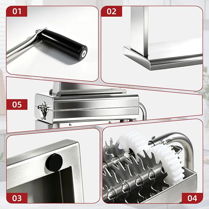 Commercial Meat Tenderizer Machine with Handle, 40-Blade Heavy Duty Stainless Steel Manual Meat Tenderizer for Steak, Chicken, Pork, Lamb，Ideal for Restaurant, Butcher Shop & Home Use