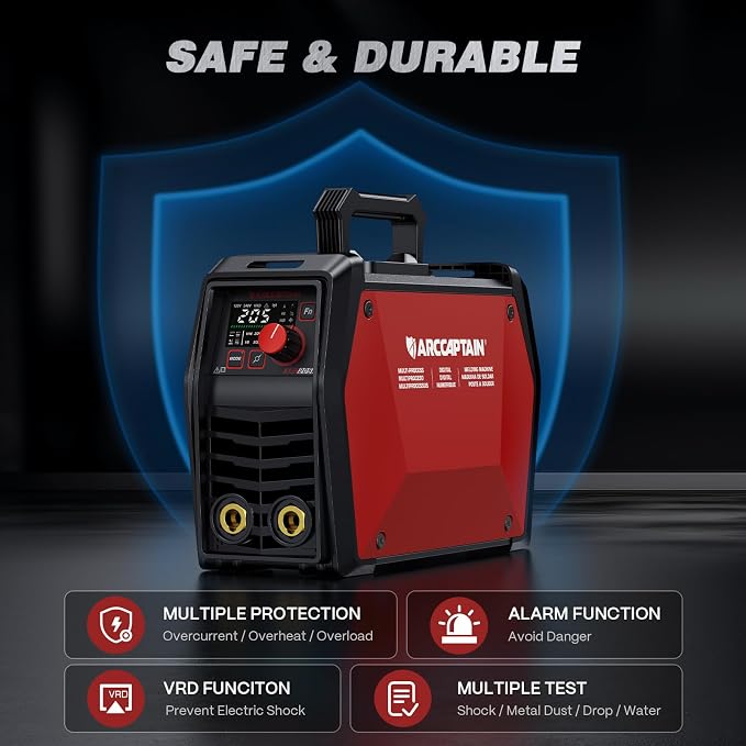 ARCCAPTAIN iControl ARC205P Pro Stick Welder with Pulse, APP Control 3 in 1 ARC/Lift TIG/Pulse Welding Machine with 10 Rods Stick, 120V/240V LED Display, Synergic Control, IGBT Inverter MMA Welder