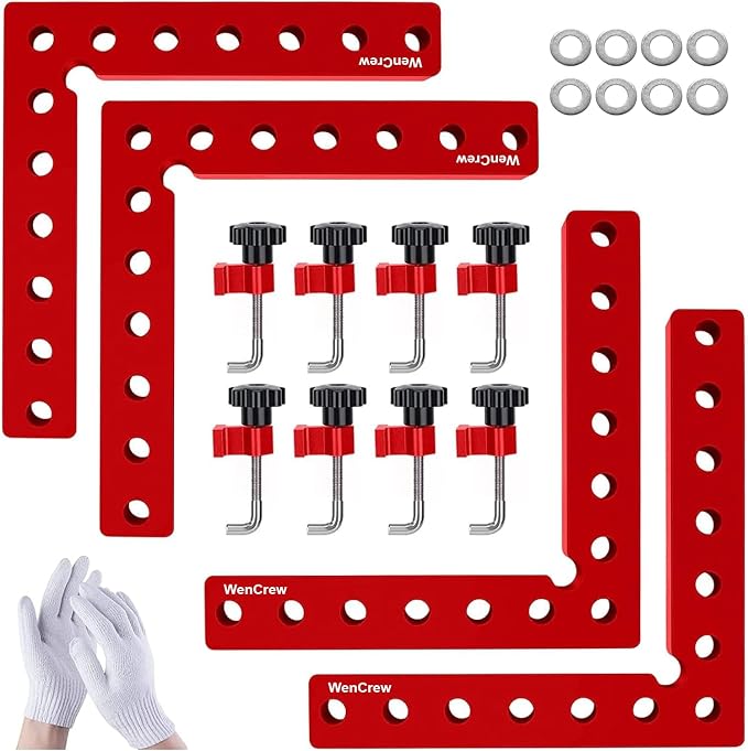 Corner Clamps for Woodworking, WenCrew 4 Pack 90 Degree Right Angle Clamp, 5.5" Aluminum Clamping Squares Woodworking Tools for Cabinets, Drawers, Frames, DIY Projects, Gifts for Men Dad