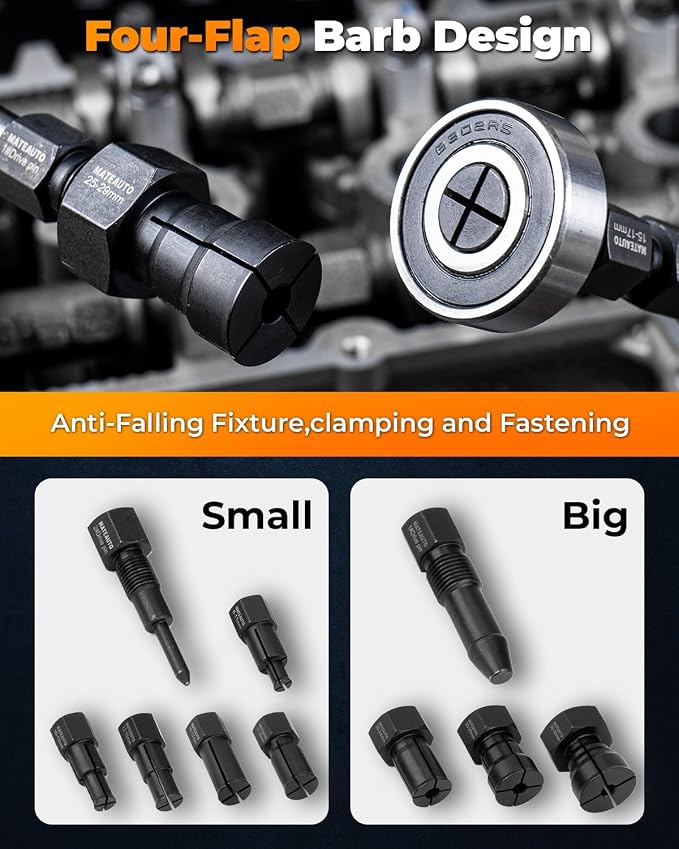 12pcs Motorcycle Blind Hole Collet Bearing Puller Set, Internal Bearing Extractor Puller Kit Slide Hammer Bearing Puller with Expandable Collets 8-32mm Inner Bearing Remover Tool (12-Piece)
