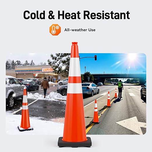 HiGiant 36 Inch Traffic Cones 8 Pack, Orange Safety Cone with Weighted Base, High-Visibility and Impact-Resistant, for Parking, Road Construction, Drivers Training, Driveway