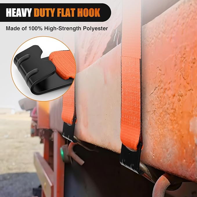 Nilight Truck Straps 4" x 30' Heavy Duty Tie Down with Flat Hooks 16800LBS Break Strength & 5400LBS WLL for Flatbed Trailer Cargo Control Recovery Tree Saver Bright Orange (4 Pack)