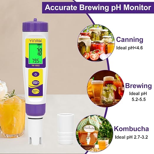 Pool pH ORP Meter, Hydrogen Water Tester, ORP Meter, TDS pH Meter for Drinking Water, YINMIK 6 in 1 pH TDS H2 EC ORP Temp Water Quality Meter, Digital pH PPM EC Monitor