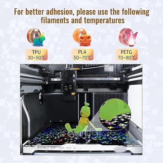 IdeaFormer-3D PEF H2S H2D Build Plate 346x355mm, Rainbow Confetti PEF+Galaxy PEY Spring Steel Bed Plate for Bambu Lab H2S, H2D, H2D Combo 3D Printer Platform, 350mmx320mm Print Size