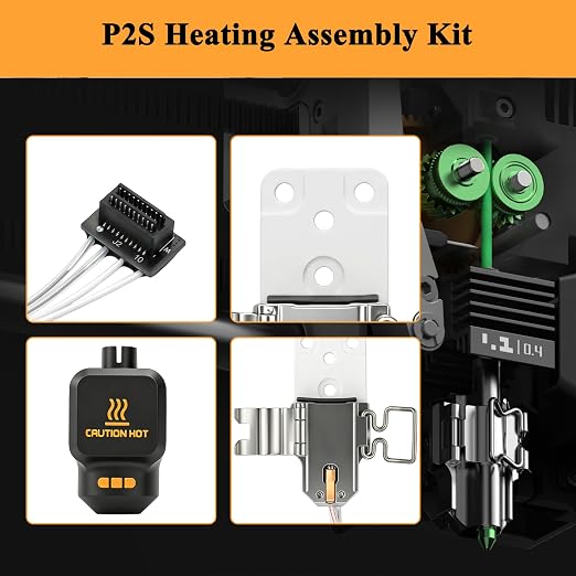 High-Performance P2S Hotend Heating Assembly Kit Replace bambu lab P2S 3D heating block component, Ceramic Zirconia 2300°C Heat Block, No Filament Jam,Fast Heat-Up with Heater Cartridge and Thermistor