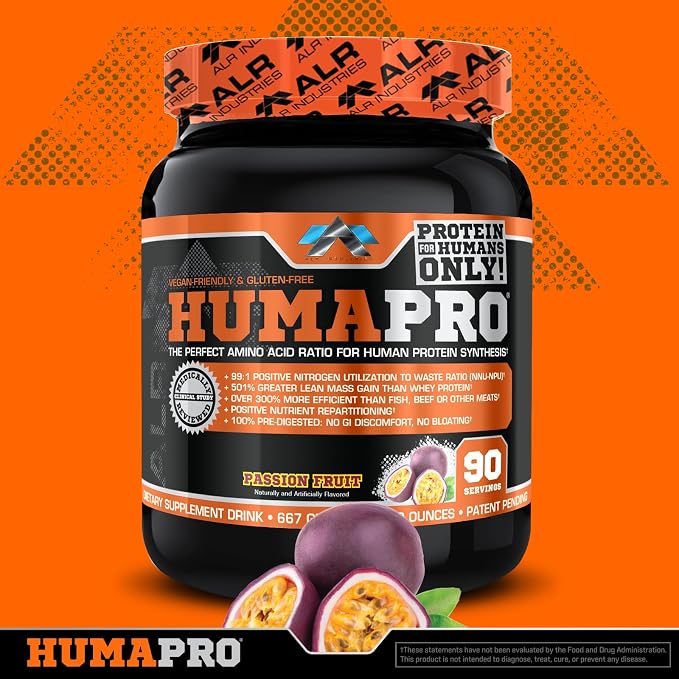 ALR Industries HumaPro Essential Amino Acid Formula | EAA Protein Supplement | Supports Muscle Recovery & Performance | Vegan, Gluten Free | | 90 Servings (Passion Fruit)