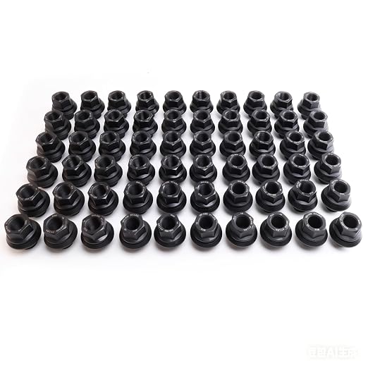 60 Pieces Two-Piece Flanged Wheel Lug Nuts, M22x1.5 Hex 33mm, Black Steel, for Heavy Duty Truck and Semi Truck, Hub Piloted Seat with 26mm Bolt Hole