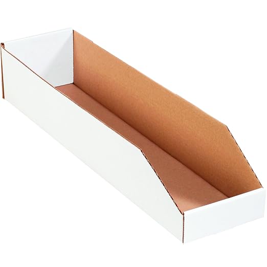 Box USA BBINMT624 Open Top Bin Boxes, 6 x 24 x 4 1/2, Oyster White (Pack of 50)