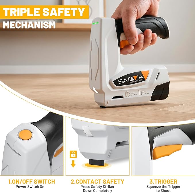 BATAVIA Electric Staple Gun, 2-in-1 Cordless T50 Stapler & Brad Nailer with 2000PCS Staples and Nails, 2000mAh Battery Powered, 4V Electric Stapler for Upholstery, Wood, DIY, Home Improvement