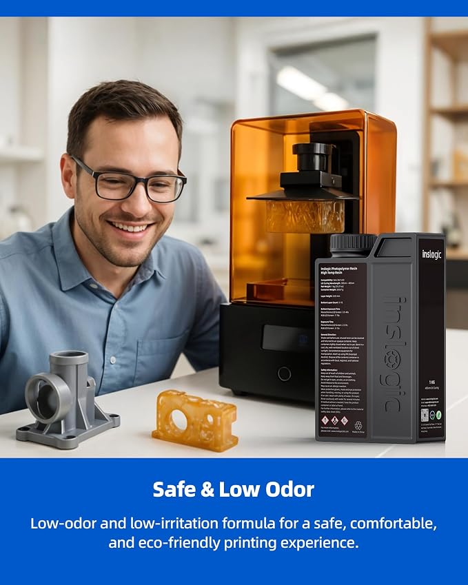 Inslogic High Temp 3D Printer Resin, Functional Resin 405nm DLP LCD UV-Curing Photopolymer Resin for Prototyping, Ducting, High Precision Printing,1KG Clear