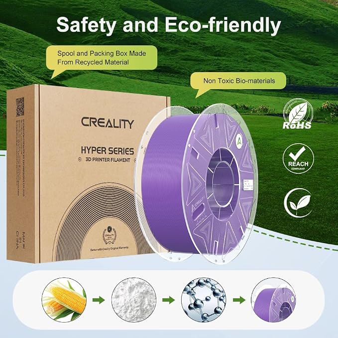 Creality Hyper PLA Filament 1.75mm, RFID 3D Printer Filament for High Speed 30-600mm/s, PLA Filament Support CFS, Fits for K2 Plus Combo and Most 3D Printers 1kg(2.2lbs)/Spool