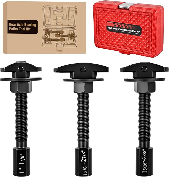 GOOACC 3PCS Rear Axle Bearing Puller Set, Axle Bearing Puller Removal Tool Kit with 3 Sizes 1" to 1-7/8", 1-5/16" to 2-3/8" & 1-3/8" to 2-7/8" Axle Wheel Bearing Removal Tools for Axles Bearings, Red