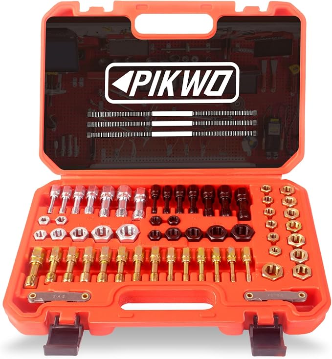 61Pcs Thread Chaser Repair Kit, Rethread Repair Tool, UNC UNF & Metric Thread Restorer Set with Thread Pitch Gauge