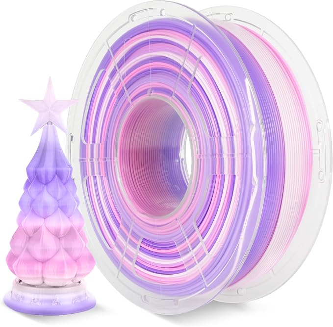 SUNLU PLA Rainbow Filament, Multicolor 3D Printer Filament, Smooth Color Change, Color Change Each 8 Meters, Suitable for Christmas Decoration, 1kg 330 Meters, PLA Rainbow (More Like Pink)