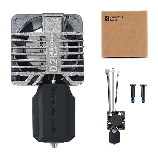 Bamboo Original X1 Carbon/X1/X1C 0.2mm Stainless Steel Hotend Complete Kit with Fan,Full Assembly Hot End Kit for Bambu Lab X1 Series 3D Printer
