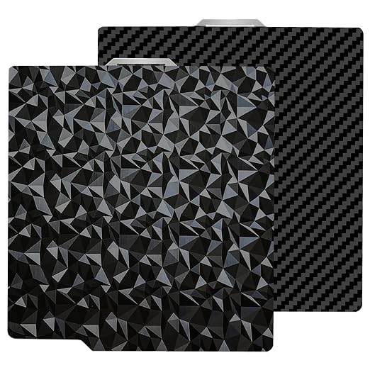 257x257mm PET PEO Double Side Build Plate for Bambu Lab X2D/P2S/X1C/X1/X1E/P1P/P1S/A1, Smooth Diamond PEO+Carbon Fiber PET Spring Steel Sheet Plate for Bambu Labs 3D Printer