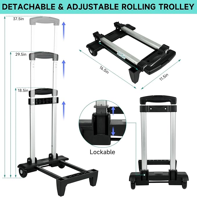 LEFOR·Z Rolling Sewing Machine Case with Wheels,Sewing Machine Carrying Bag,Trolley Tote Bag Fits for Most Standard Singer,Brother,Janome Sewing Machine and Accessories,Grey/Green