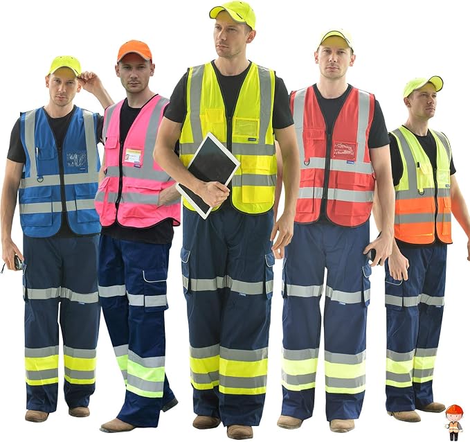 A-SAFETY Reflective Safety Vest with Mic Tabs, Black Front Zipper, Pink, L | Pink L work vest with reinforced zipper pockets, clear PVC ID holder and mic tabs for volunteer events; unisex workwear.