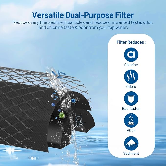 5 Micron 10" x 4.5" Whole House Carbon Block Water Filter Cartridge, 2 Pack | CTO Carbon Water Filter Replacement for FC15B, CTO10BB, EP-BB, EPM-BB, CTO-F10B-5, CB-45-1005, WFHDC8001