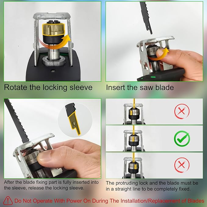 Cordless Reciprocating Saw, Electric Saw with Battery and Charger, 20V Battery Power Saws, 0-3500 SPM Variable Speed, Tool-Free Change, 4 PCS Blades for Wood PVC Metal Pipe Tree Cutting, 2 Batteries