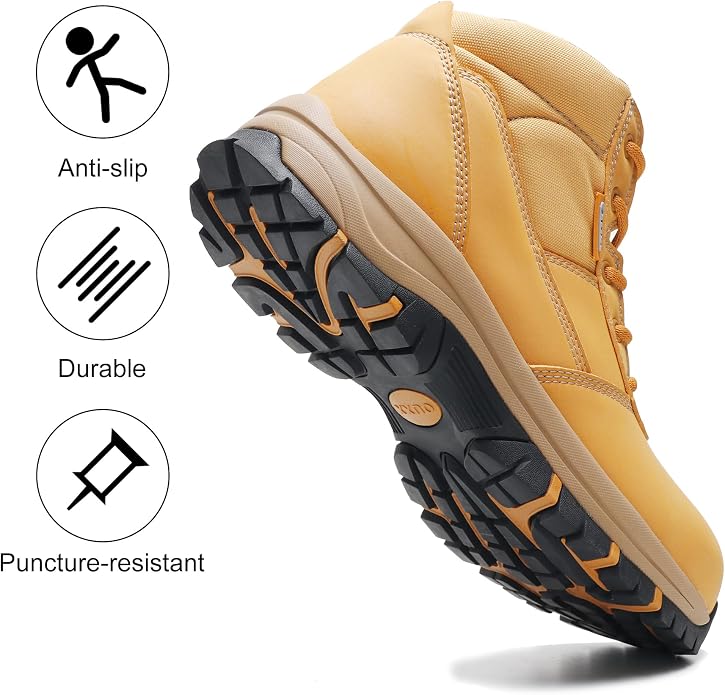 5" Waterproof Steel Toe Work Boots for Men, Safety Shoes with Side Zipper, ASTM F2413-18 Certified, Puncture-Proof Kevlar Midsole, Oil & Slip Resistant Rubber Sole, Construction Safety Boots(OX2518)