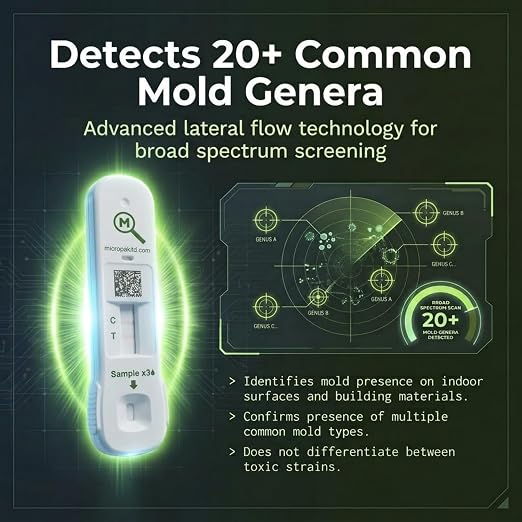 Mold Analyzer, Easy Professional Mold Detection Kit, 1 Pack | Easy At-Home Mold Detection, Fast, Accurate 10-Minute Results, DIY Testing Kit for Homes, Apartments, Bathrooms, HVAC & More