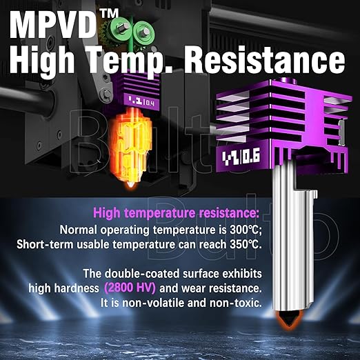 2 Pcs Upgraded 0.6mm A2L/P2S/H2D/H2C/H2S/X2D Hotend Kit with Anti-Stick MPVD Coating, High Speed Hardened Steel P2S Nozzle for Bambu Lab P2S,H2 Series,A1,A1MINI, A2L,Bamboo Lab Accessories & Parts